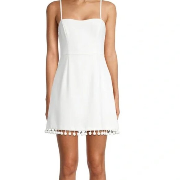 French Connection Whisper Pom-pom Mini Dress - Picture 1 of 4